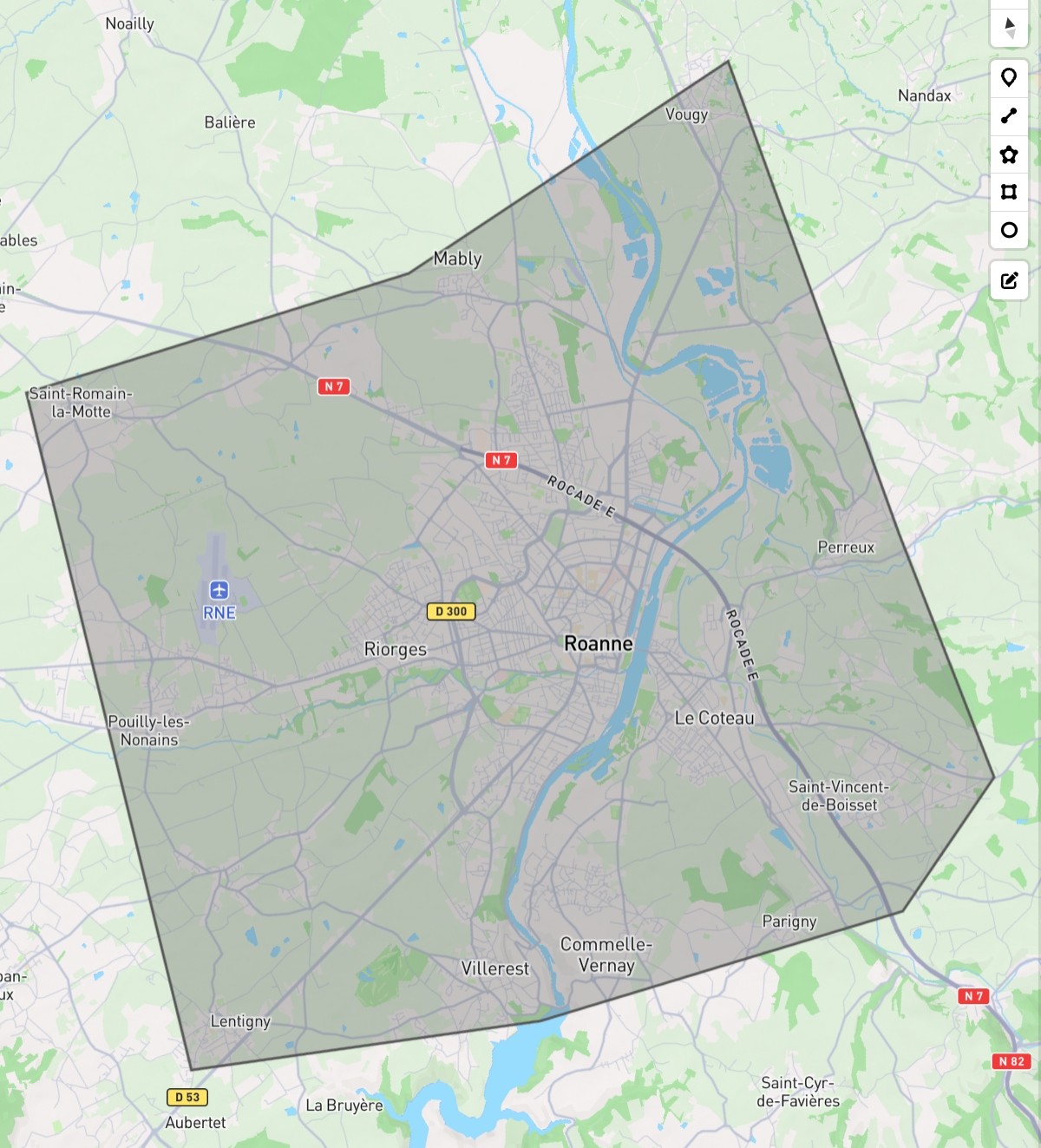 Zone de livraison autour de Roanne et villes limitrophes